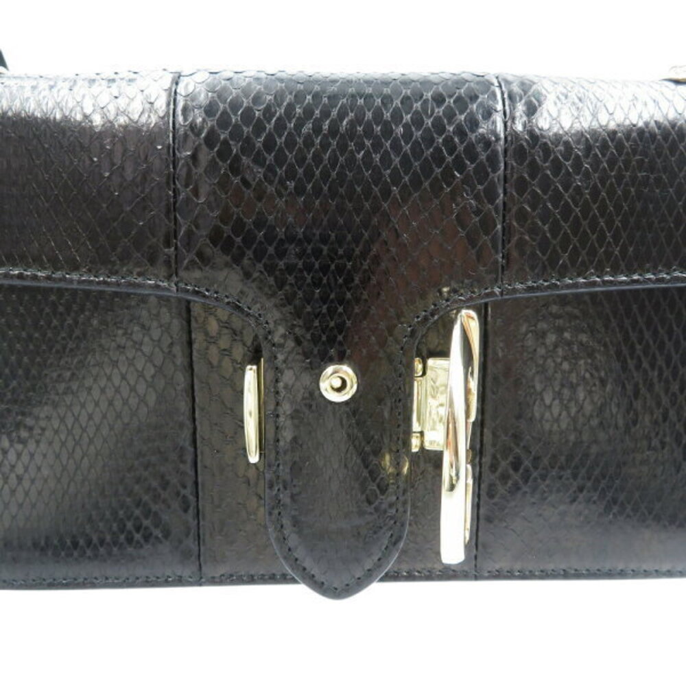 Gucci Python leather shoulder bag black chain - image 6